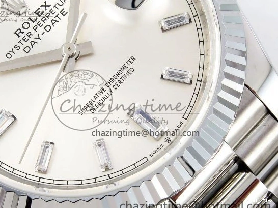 MiroTime 0226 GoodFit DayDate 40 SS JDF 904L Steel Silver Crystal Dial on President Bracelet VR3255 V3 (Gain Weight) 1431